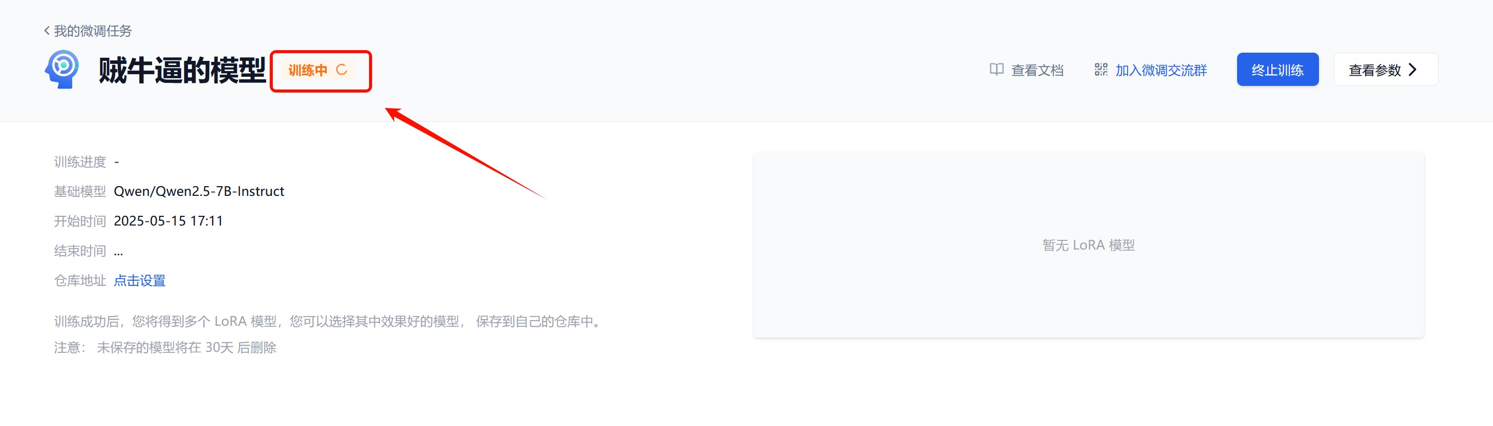 开始训练的状态